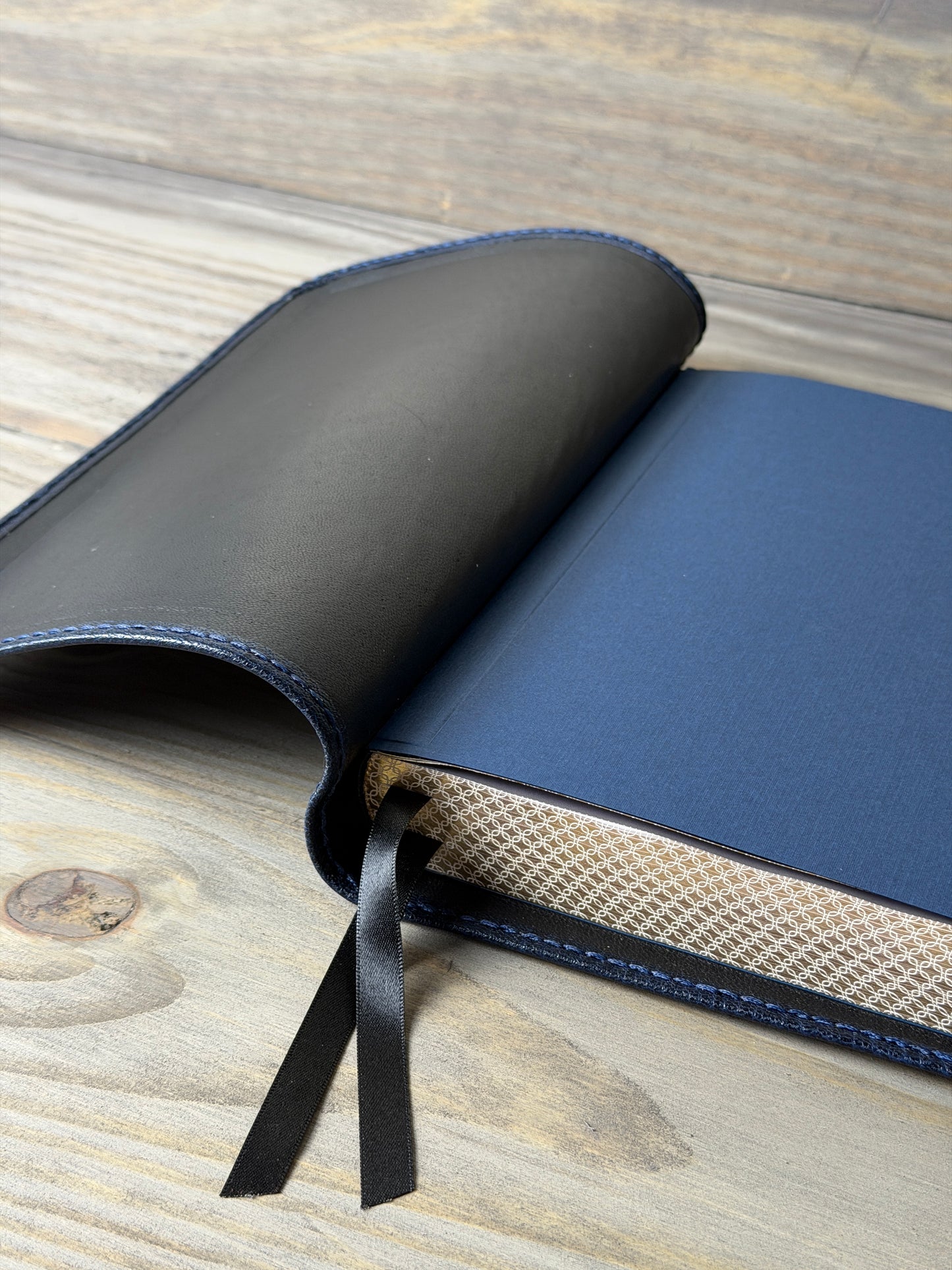 NKJV Macleran Bible — Navy Sokoto Goatskin, Hand-Bound Edition