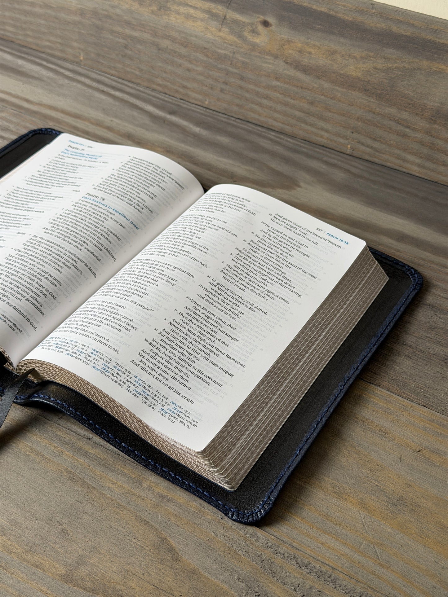 NKJV Macleran Bible — Navy Sokoto Goatskin, Hand-Bound Edition