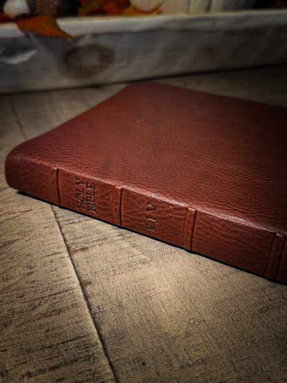 KJV Thinline Bible – Tobacco Minerva Box Leather